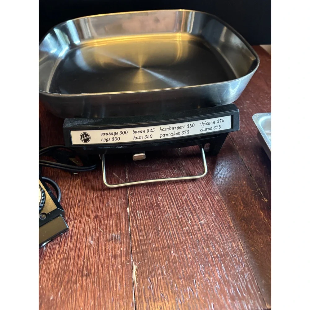 Hoover Vintage Electric Stainless Steel Fry Pan Skillet with Warming Tray 8650